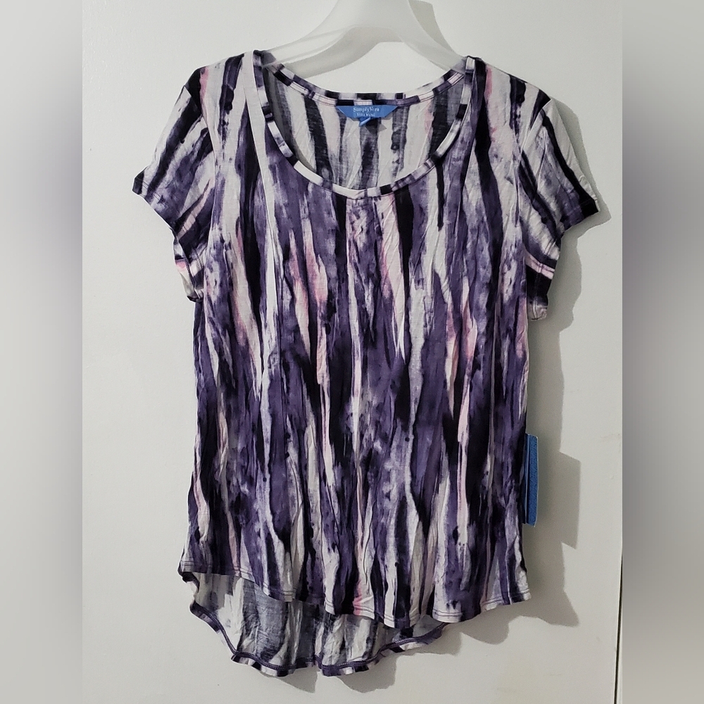 Simply Vera Vera Wang Petite Women's Abstract Tie-dye Pattern Top. NWT